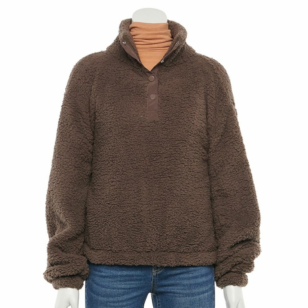 SO Long Sleeve Quarter Snap Sherpa Pullover NWT